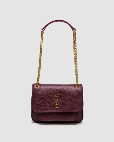 Saint Laurent Niki in Grained Lambskin Burgundy/Gold