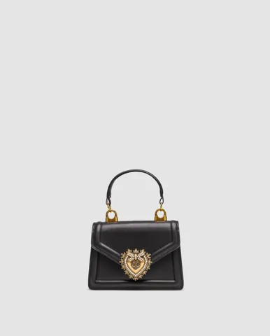 Dolce&Gabbana Small Smooth Calfskin Devotion Bag Black