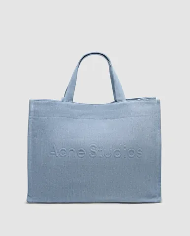 Acne Studios Logo-Embossed Distressed Denim Tote Bag