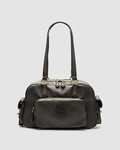 Miu Miu Pocket Nappa Leather Top-Handle Bag Coffee