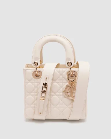 Christian Dior Small Lady Dior My ABCDIOR Bag Cream