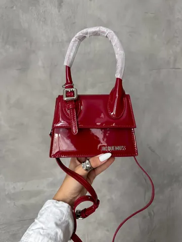 Jacquemus Le Chiquito Moyen Boucle Red in Patent Leather