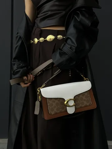 Coach Tabby Shoulder Bag 26 In Signature Canvas White/Ginger [крафтова брендована коробка]