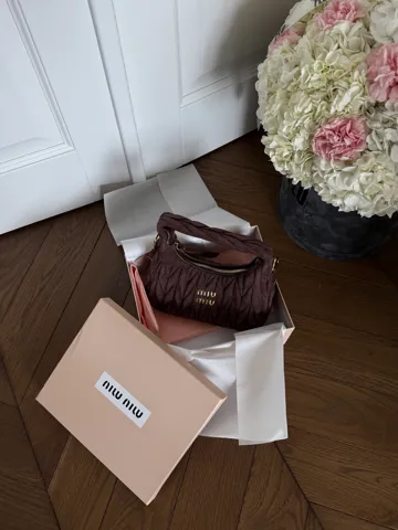 Miu Miu Wander Matelassé Nappa Suede Mini Hobo Bag Brown [оригінальна коробка]