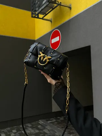 Pinko Black Quilted Leather Love Mini Puff Staples [оригінальна коробка]